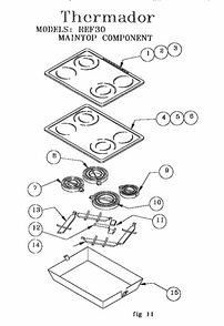Maintop Component Diagram and Parts List for REF30RS 9707 & UP Thermador Range