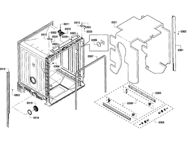 Cabinet Diagram and Parts List for SHX6AP05UC 02 Bosch Dishwasher