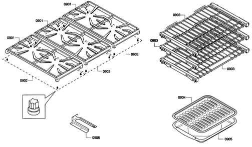 Racks/shelfs Diagram and Parts List for PRG366GH 01 Thermador Range