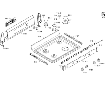 Burners Assy Diagram and Parts List for HGS7282UC 07 Bosch Range