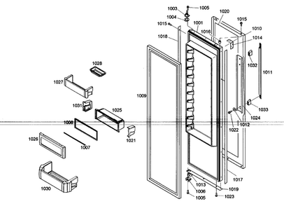 Door Assy 1 Diagram and Parts List for KBUDT4855E 01 Thermador Refrigerator