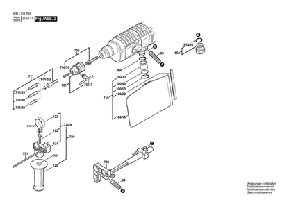 Section 2 Diagram and Parts List for GBH2-20REA 0611215760 Bosch Hammer Drill