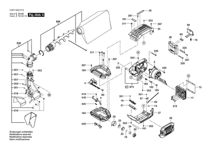 Section 4 Diagram and Parts List for 3601M43010  Bosch Miter Saw