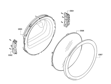 Door Diagram and Parts List for WTG86402UC 02 Bosch Dryer