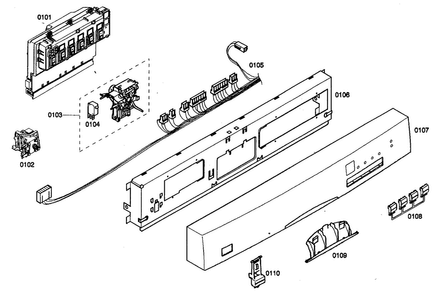 Control Panel Diagram and Parts List for SHE44C06UC 22 Bosch Dishwasher