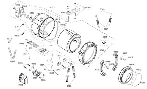Drum Assy Diagram and Parts List for WFMC2201UC 13 Bosch Washer