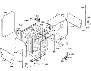 Cabinet Diagram and Parts List for SHX57C05UC 14 Bosch Dishwasher