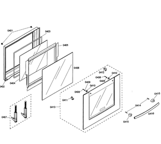 Door Assy Diagram and Parts List for HBN5450UC 02 Bosch Wall Oven