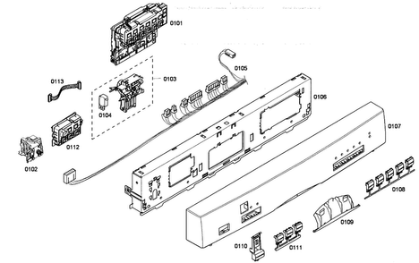 Control Panel Diagram and Parts List for SHE55P02UC 53 Bosch Dishwasher