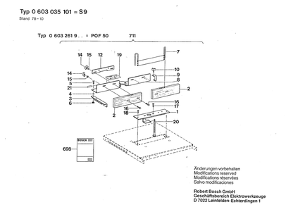 Section 2 Diagram and Parts List for SAEGE 0603035101 Bosch Table Saw