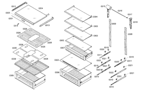 Drawer Assy Diagram and Parts List for T24IR70NSP 20 Thermador Refrigerator
