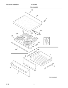 Part Location Diagram of 316580800 Bosch Range main top hinge tab