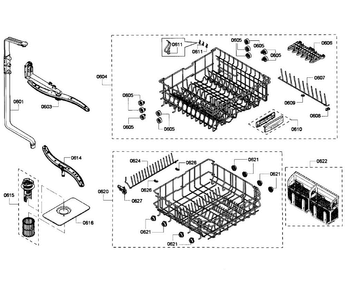 Baskets Diagram and Parts List for SHX6AP02UC 04 Bosch Dishwasher