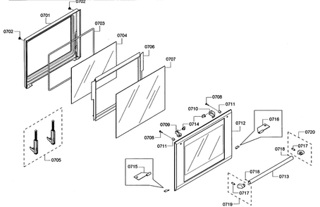 Door Bottom Diagram and Parts List for ME302EP01  Thermador Wall Oven