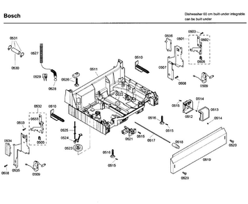Base Diagram and Parts List for SHX43C02UC 46 Bosch Dishwasher