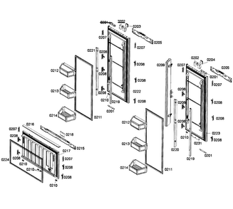 Doors Assy Diagram and Parts List for T36IT71FN 23 Thermador Refrigerator