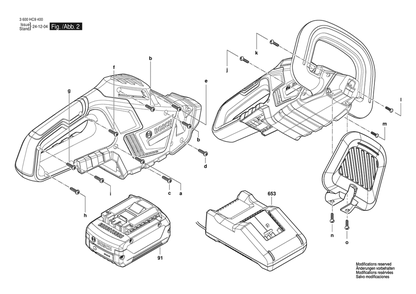 Section 2 Diagram and Parts List for 3600HC9400  Bosch Hedge Trimmer