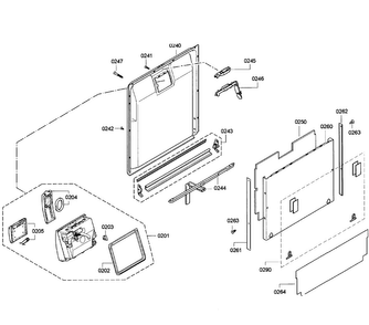 Door Assy Diagram and Parts List for SHV68E13UC 32 Bosch Dishwasher