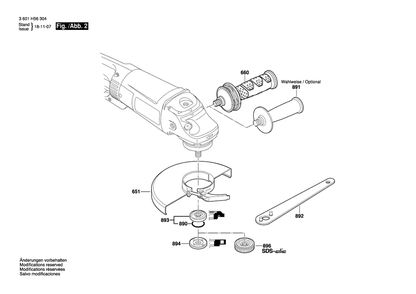 Diagram 2 Diagram and Parts List for GWS26-230B 3 601 H56 304 Bosch Angle Grinder