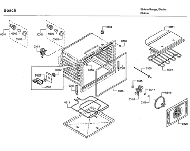 Oven Diagram and Parts List for HEIP054U 07 Bosch Range