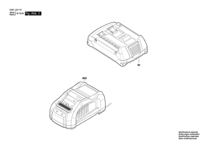 Page 2 Diagram and Parts List for GDR18V-1800 3601JJ2110 Bosch Wrench