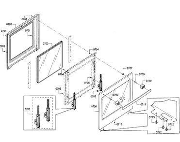 Door Diagram and Parts List for HBN5651UC 02 Bosch Wall Oven