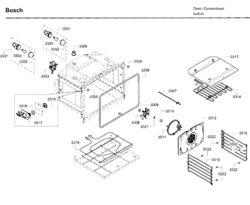 Inner Parts Diagram and Parts List for HBL5450UC 09 Bosch Wall Oven