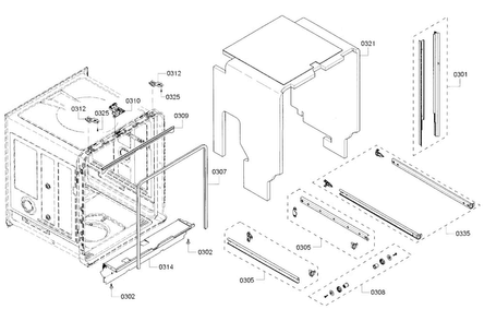 Frame Diagram and Parts List for SHP65TL5UC 01 Bosch Dishwasher