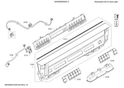 Facia Panel/Controller Unit Diagram and Parts List for SHEM63W55N 13 Bosch Dishwasher