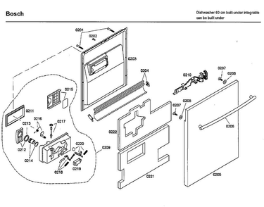 Door Diagram and Parts List for SHX46L15UC 33 Bosch Dishwasher