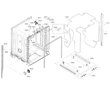 Cabinet Diagram and Parts List for SHE3AR76UC 07 Bosch Dishwasher
