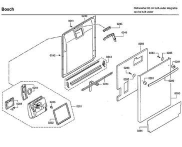 Door Diagram and Parts List for SHX9PT75UC 80 Bosch Dishwasher