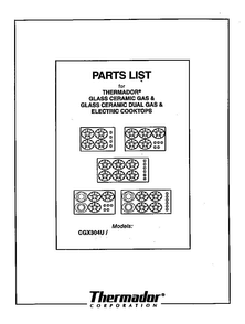 Cover Diagram and Parts List for CGX304U  Thermador Cooktop