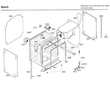 Frame Diagram and Parts List for SHE99C05UC 46 Bosch Dishwasher