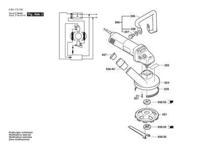 Section 2 Diagram and Parts List for GBR14CA 0601773739 Bosch Sander Grinder