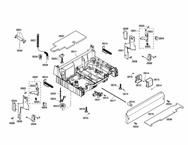 Base Diagram and Parts List for S35KMK17UC 36 Bosch Dishwasher