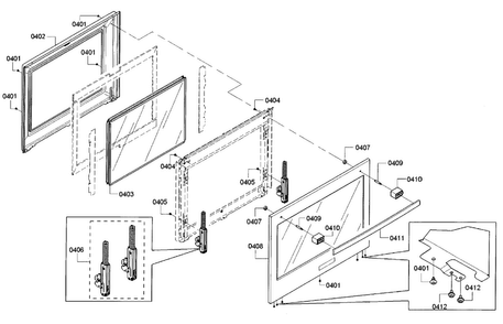 Door Diagram and Parts List for HBL5351UC 01 Bosch Wall Oven