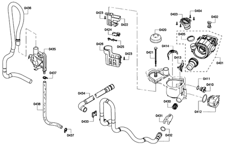 Pump Assy Diagram and Parts List for SHE6AP02UC 02 Bosch Dishwasher