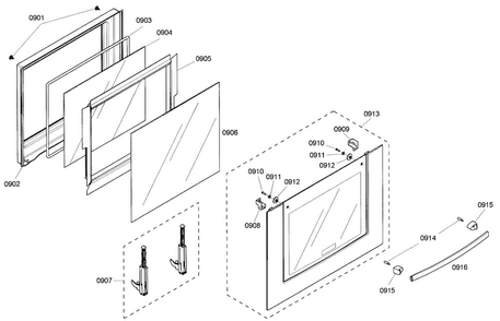 Oven Door Diagram and Parts List for HBL5720UC 02 Bosch Microwave