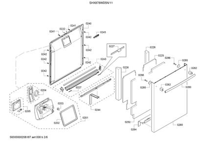 Door/Dispenser Diagram and Parts List for SHX878WD5N 11 Bosch Dishwasher