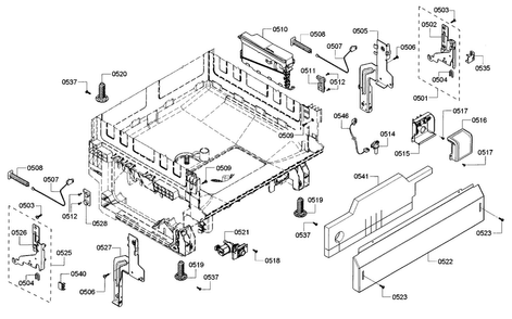 Base Diagram and Parts List for SHX4AT55UC 20 Bosch Dishwasher