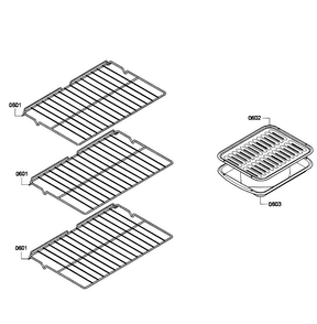 Shelfs Diagram and Parts List for HBL3450UC 06 Bosch Wall Oven
