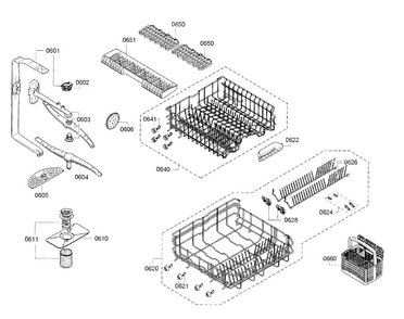 Rack Assy Diagram and Parts List for SGE63E15UC 93 Bosch Dishwasher