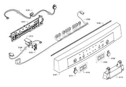 Control Panel Diagram and Parts List for SHE3AR56UC 14 Bosch Dishwasher