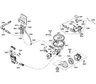 Pump Assy Diagram and Parts List for SHE55M12UC 57 Bosch Dishwasher