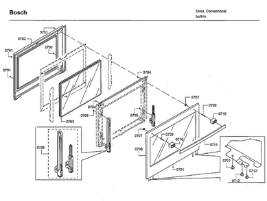 Door 2 Diagram and Parts List for HBLP651UC 02 Bosch Wall Oven