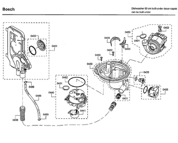 Pump Diagram and Parts List for SHEM78W52N 01 Bosch Dishwasher