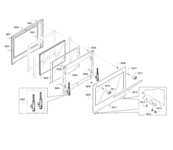 Door Assy Diagram and Parts List for HEI8054U 01 Bosch Range