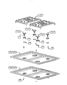 Gas Maintop Diagram and Parts List for RDDS30V  Thermador Range
