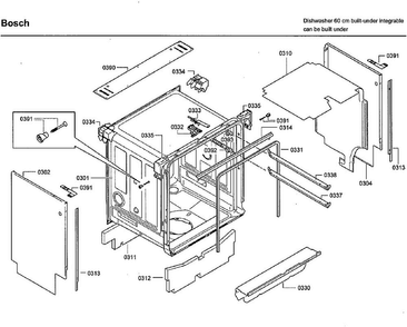 Cabinet Diagram and Parts List for SHX7ER55UC 73 Bosch Dishwasher